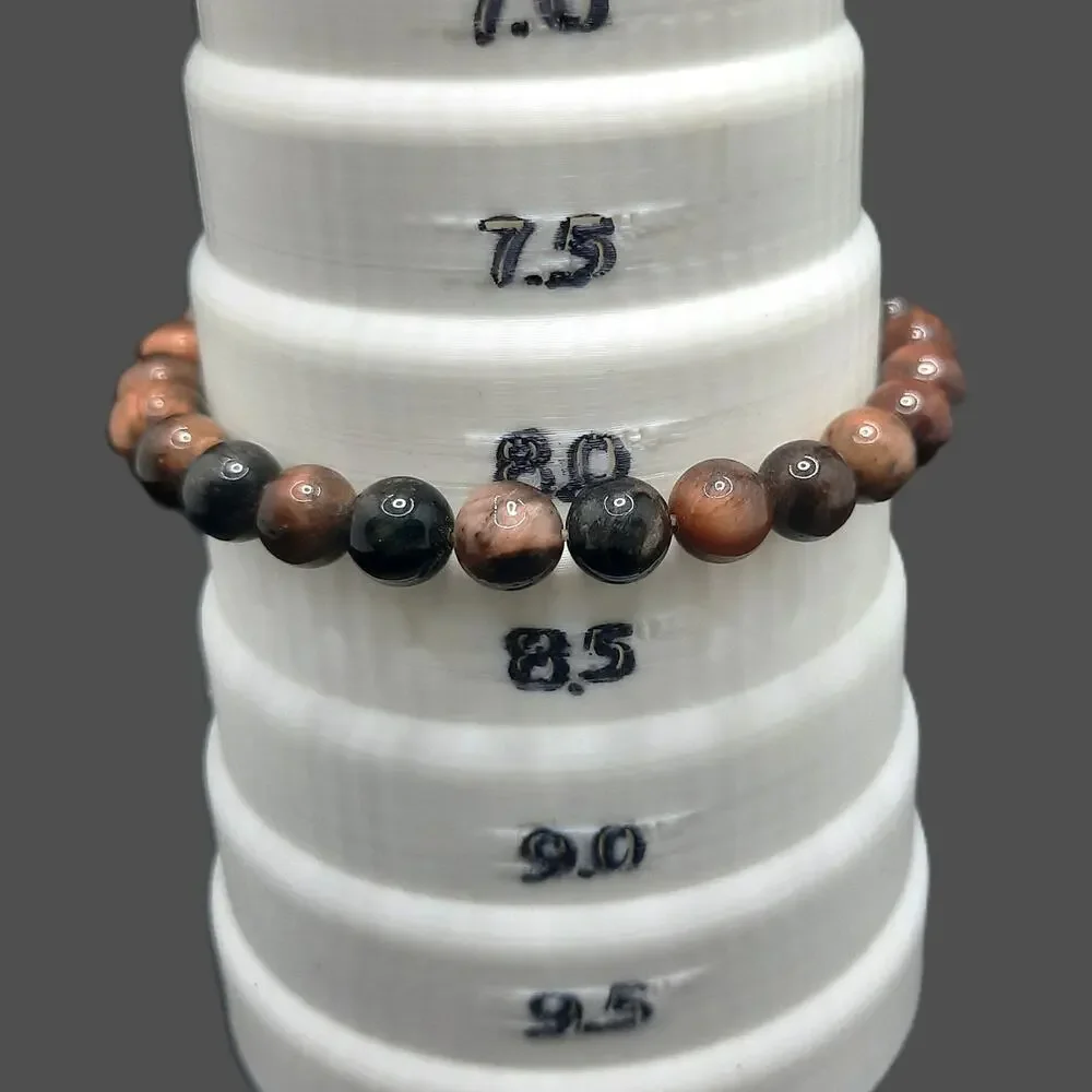 Coral Fossil Jasper Beaded Bracelet Artisan Made 8mm Gemstone Stretch Earthy NEW